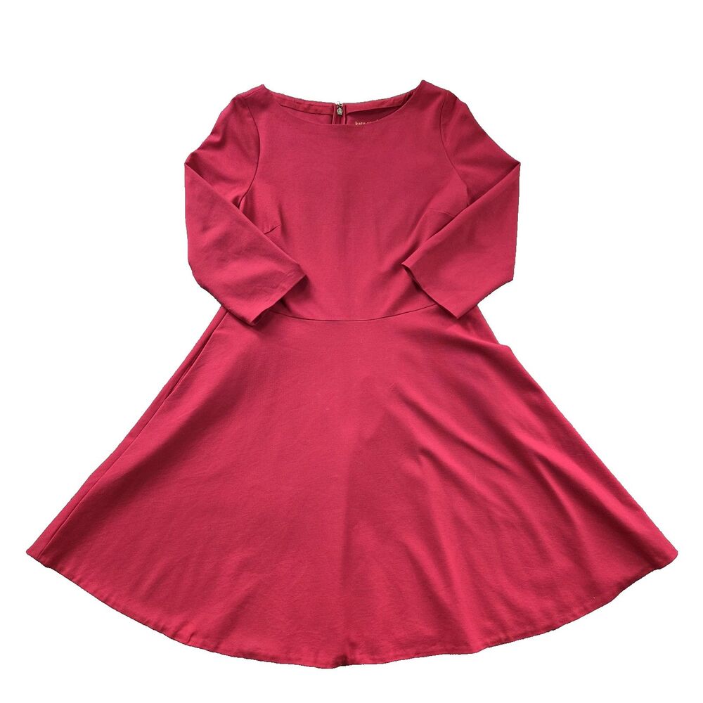 Kate Spade Dress Scoop Neck Fit And Flare Ponte Large Red Stretch